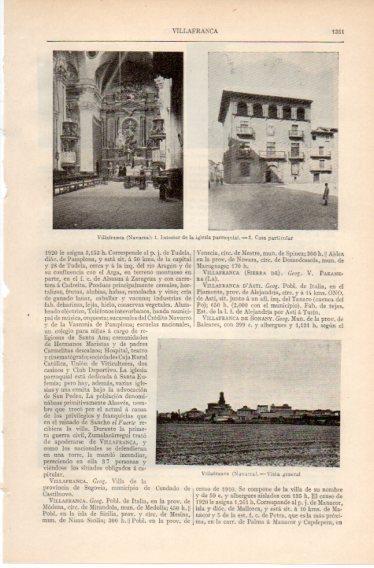 LAMINA V32561: Iglesia y vista general de Villafranca, Navarra