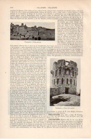 LAMINA V32552: Vista parcial y torre del castillo de Villafames