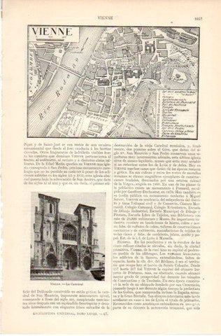 LAMINA V32488: Plano y catedral de Vienne