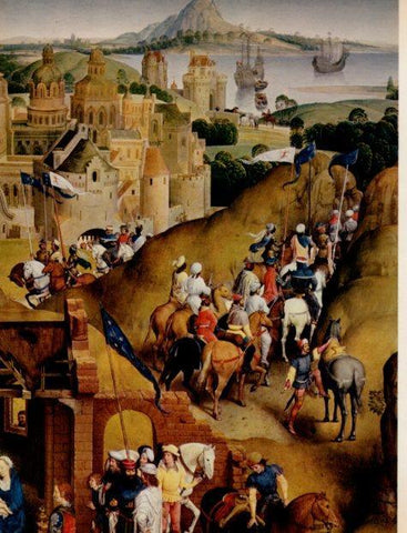 LAMINA V33054: Los siete gozos de la Virgen por Hans Memling detalle