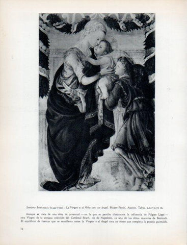 LAMINA V32940: La Virgen y el Niño con un angel por Botticelli