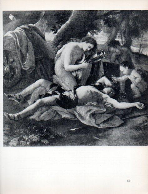 LAMINA V32950: Muerte de Adonis por N. Poussin detalle