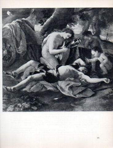 LAMINA V32950: Muerte de Adonis por N. Poussin detalle