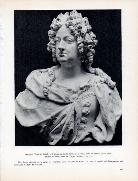 LAMINA V32952: Busto de Maria Teresa de Austria por F. Girardon
