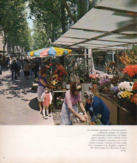 LAMINA V33149: Puesto de flores en Las Ramblas de Barcelona