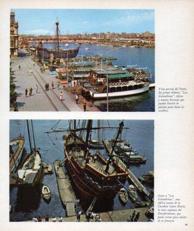LAMINA V33189: Vista de Las Golondrinas barcas en puerto de Barcelona