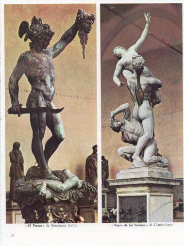 LAMINA V33217: Perseo por Cellini y Rapto de las Sabinas por Giambologna