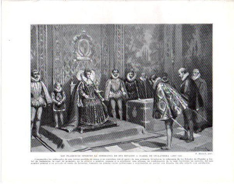 LAMINA V33901: Los flamencos ofrecen la soberania a Isabel de Inglaterra por F. Blanch