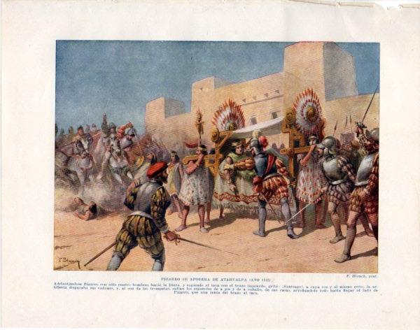 LAMINA V33880: Pizarro se apodera de Atahualpa por F. Blanch
