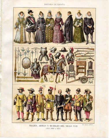 LAMINA V33892: Trajes, armas y muebles del siglo XVI