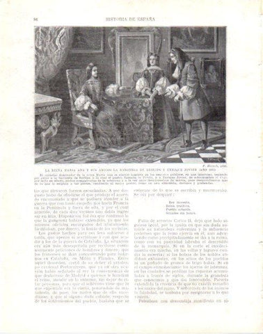 LAMINA V33947: Reina Maria Ana junto a Baronesa de Berlips y Enrique Jovier por F. Blanch