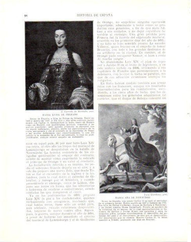 LAMINA V33948: Maria Luisa de Orleans por Carreño de Miranda y M. A. de Newburgo por Giordano