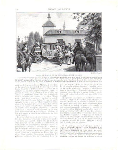 LAMINA V33960: Salida de Madrid de la reina Maria Luis por F. Blanch