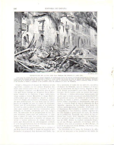 LAMINA V33962: Destruccion de Jativa por las tropas de Felipe V por F. Mota