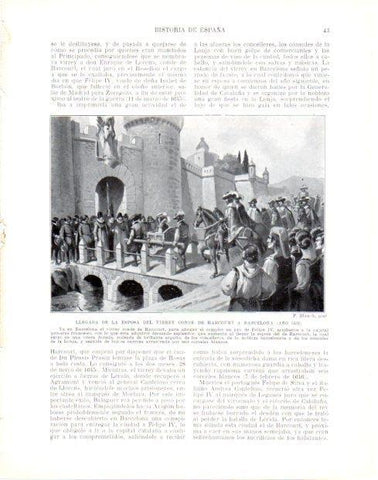 LAMINA V33923: Llegada de la esposa del Conde de Harcourt a Barcelona por F. Blanch