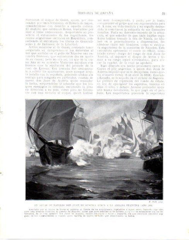 LAMINA V33926: Juan de Austria ataca a la armada francesa en aguas de Napoles por F. Vall