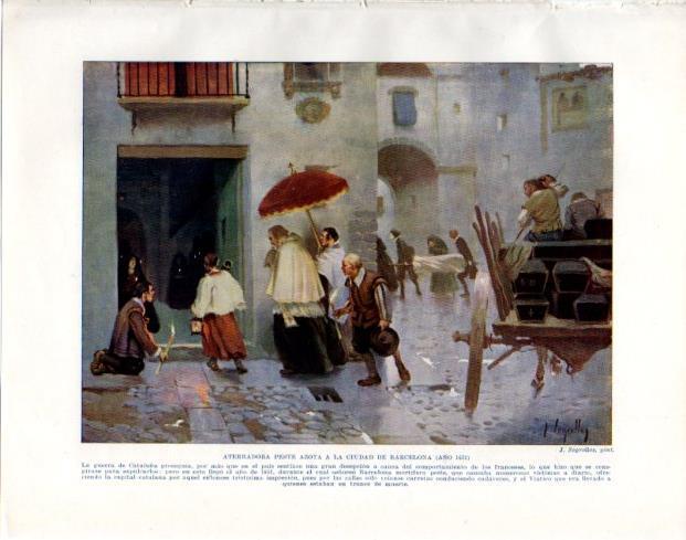 LAMINA V33935: La peste azota a la ciudad de Barcelona en 1651 por J. Segrelles