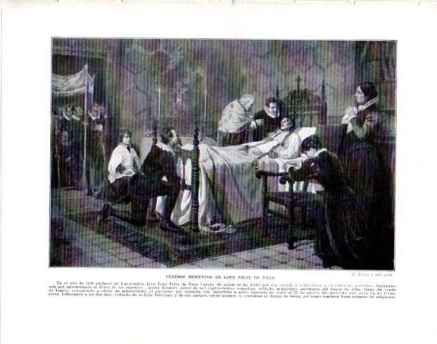 LAMINA V33937: Ultimos momentos de Lope Felix de Vega por E. Regio y Gil