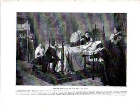 LAMINA V33937: Ultimos momentos de Lope Felix de Vega por E. Regio y Gil