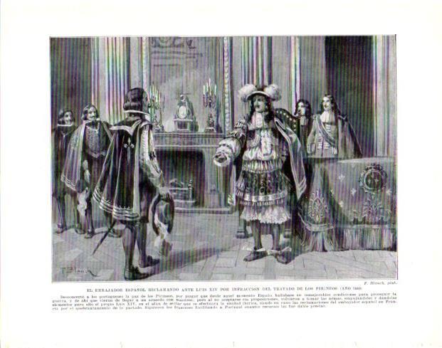 LAMINA V33941: El embajador español antes Luis XIV por infringir el Tratado de los Pirineos por F. Blanch