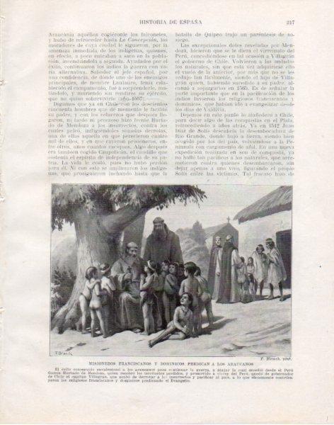 LAMINA V33806: Misioneros Franciscanos y Dominicos predican a los Araucanos por F. Blanch