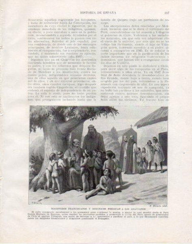 LAMINA V33806: Misioneros Franciscanos y Dominicos predican a los Araucanos por F. Blanch
