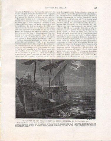 LAMINA V33807: Don Pedro de Mendoza recibe sepultura en el mar por F. Vall