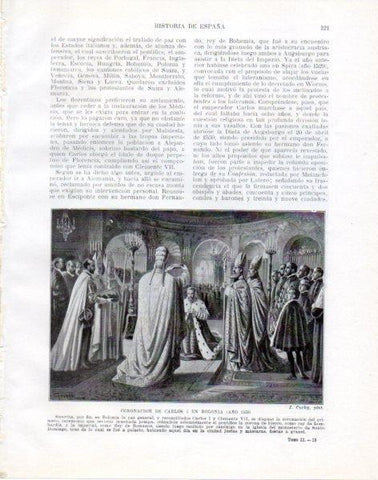 LAMINA V33808: Coronacion de Carlos I en Bolonia por J. Cuchy