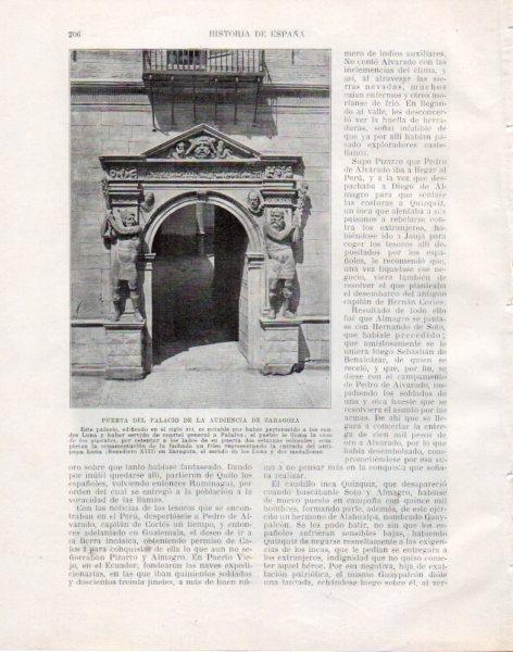 LAMINA V33800: Puerta del  Palacio de la Audiencia de Zaragoza