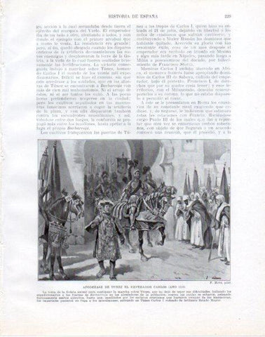 LAMINA V33811: El emperador Carlos apoderandose de Tunez por F. Mota