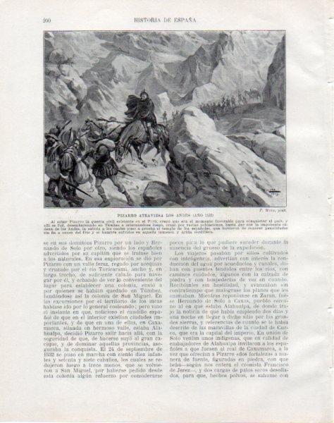 LAMINA V33797: Pizarro atraviesa los Andes por F. Mota