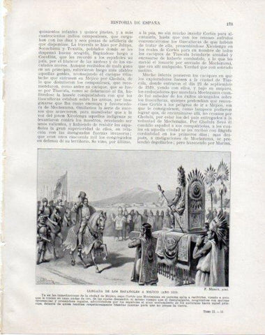 LAMINA V33785: Llegada de los españoles a Mejico por F. Blanch