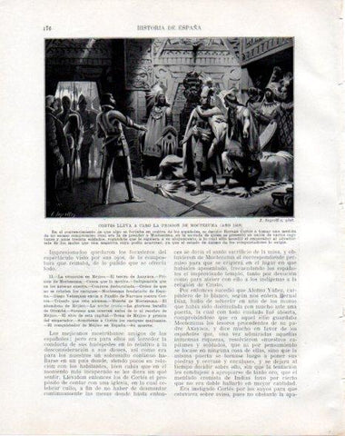 LAMINA V33786: Hernan Cortes lleva a prision a Moctezuma por J. Segrelles
