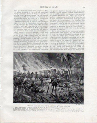 LAMINA V33794: Diego de Almagro incendia Pueblo Quemado por F.Mota