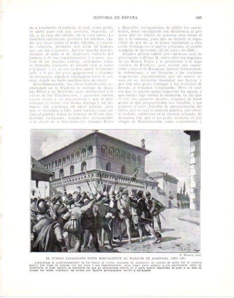 LAMINA V33865: Los zaragozanos hieren de muerte al Marques de Almenara por F. Blanch