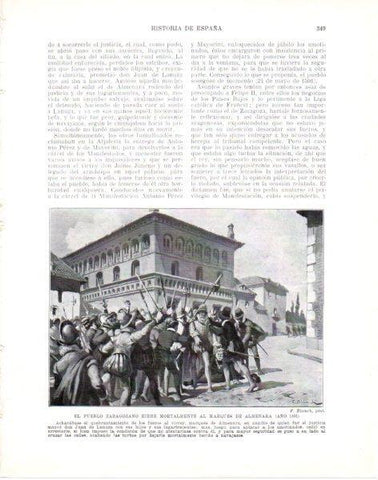 LAMINA V33865: Los zaragozanos hieren de muerte al Marques de Almenara por F. Blanch