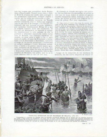 LAMINA V33846: Expedicion de los españoles en Zelanda por F. Blanch
