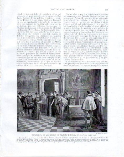 LAMINA V33831: Entrevista de las reinas de Francia y España en Bayona por F. Blanch