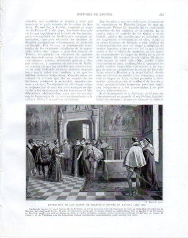 LAMINA V33831: Entrevista de las reinas de Francia y España en Bayona por F. Blanch