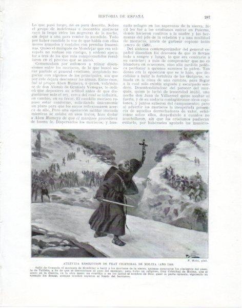 LAMINA V33838: Fray Cristobal de Molina en el puente de Tablete por F. Mota