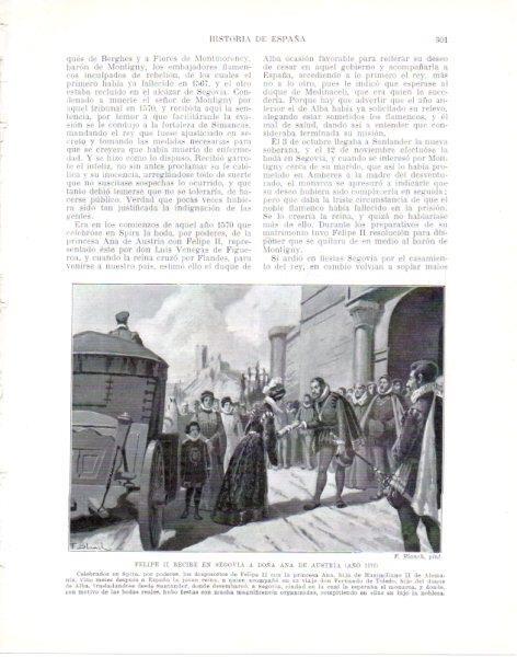 LAMINA V33844: Felipe II recibe en Segoia a Doña Ana de Austria por F. Blanch