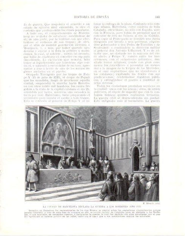 LAMINA V33969: Barcelona declara la guerra a los borbones en 1713 por F. Blanch