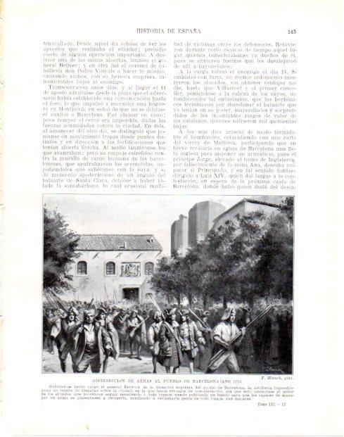 LAMINA V33970: Distribucion de armas al pueblo de Barcelona 1714 por F. Blanch