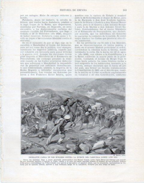 LAMINA V34095: Los husares atacando a Miguel Gomez en 1836 por F. Mota