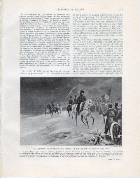 LAMINA V34096: Combate de Luchana para liberar Bilbao en 1836 por P. Bejar