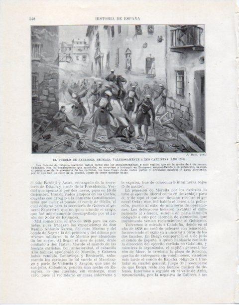 LAMINA V34097: Zaragoza  lucha contra los carlistas en 1838 por F. Mota