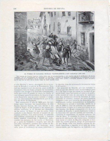 LAMINA V34097: Zaragoza  lucha contra los carlistas en 1838 por F. Mota