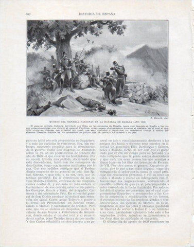 LAMINA V34098: Muerte del general Pardiñas en la batalla de Maella por F. Blanch
