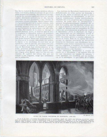 LAMINA V34092: Quema de conventos en Barcelona en 1835 por F. Blanch