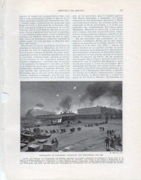 LAMINA V34102: Bombardeo de Barcelona por Espartero en 1842 por F. Blanch